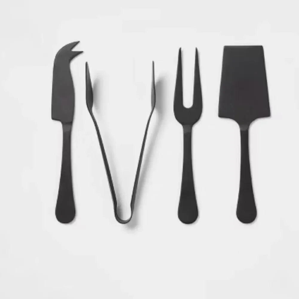 4pc Stainless Steel Cheese Knive Serving Set Black - Threshold™ NEW